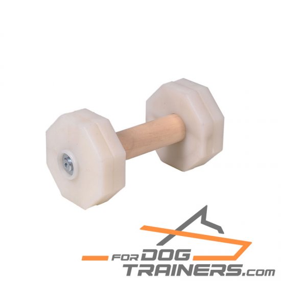 "Professional education" 2 1/4 lbs (1 kg) Wooden Dog Training Dumbbell with Removable Weight Plates - Click Image to Close