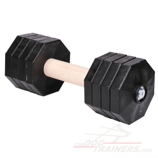 Wooden Dog Training Dumbbell with Removable Black Weight Plates