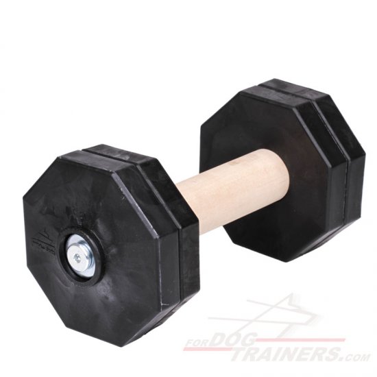"Schutzhund Champion" 2 1/4 lbs (1 kg) Wooden Dog Training Dumbbell with Removable Plastic Weight Plates