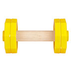 "Demonstrate ardour" 2 1/4 lbs (1 kg) Wooden Dog Training Dumbbell with Removable Weight Plates of Yellow plastic